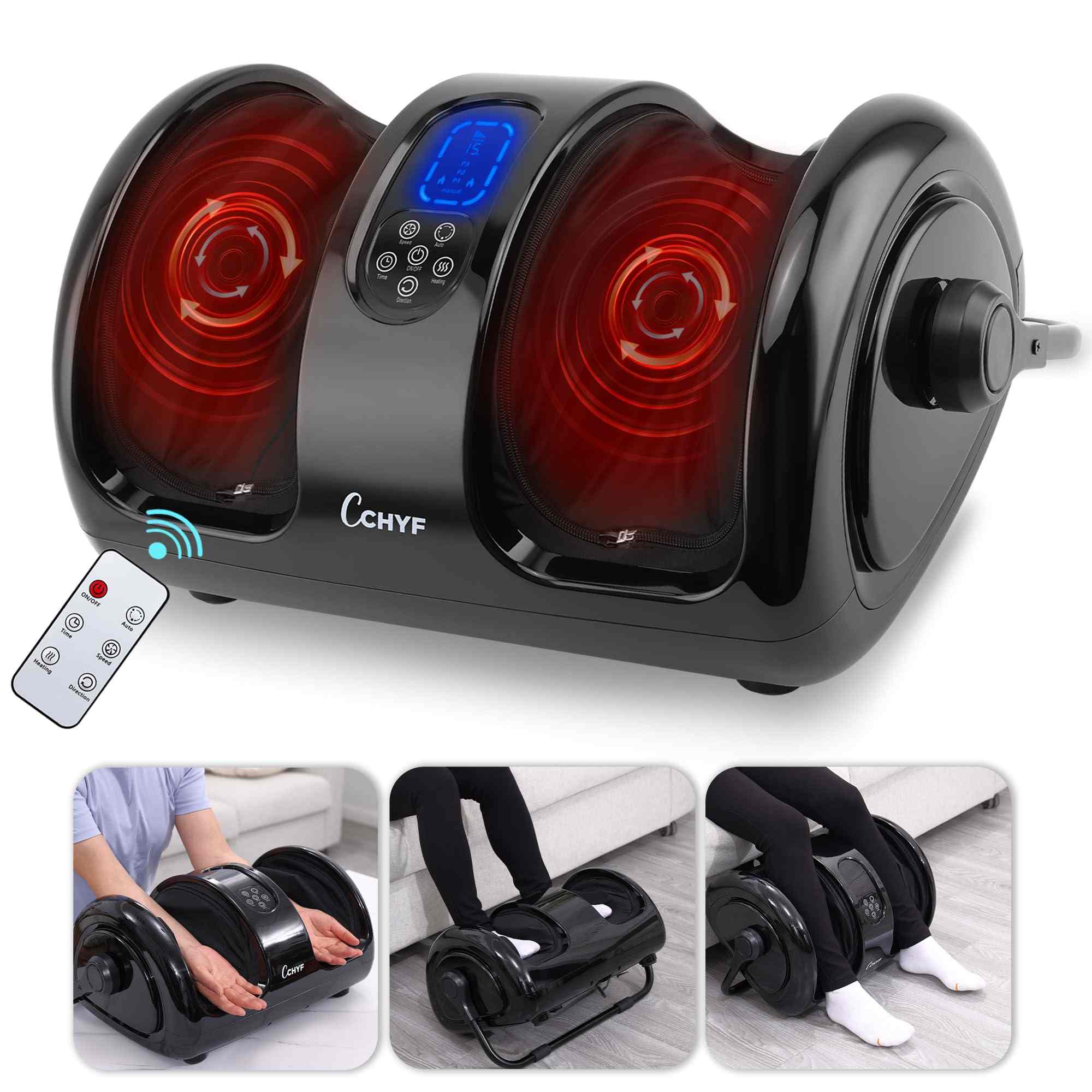 CCHYF Shiatsu Foot Massager with Heat,Foot Massager for Plantar Fasciitis,Pain Relief and Heat Therapy,Massage Foot/Calf with Deep Kneading,Christmas Gift for Women and Men(Black)